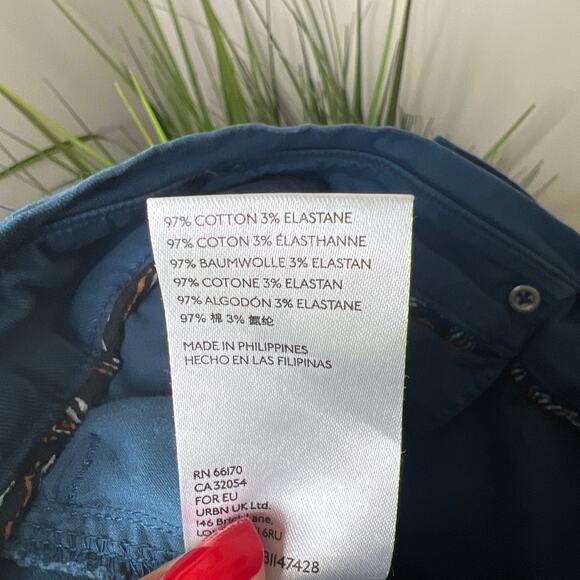 Anthropologie Ellie Embroidered High-Waisted Paperbag Utility Pants Teal Size 0 - Picture 10 of 11